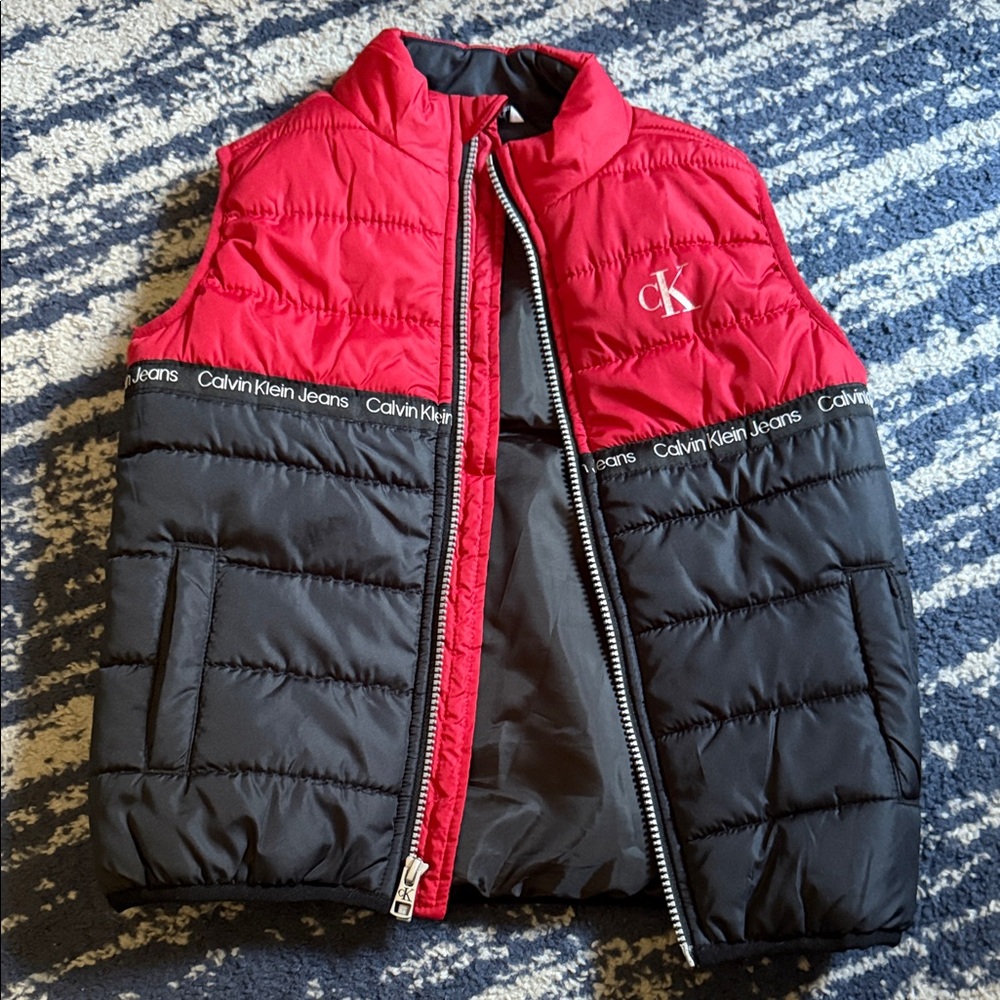 Calvin Klein Kids Red and Black Quilted Vest